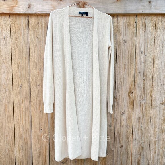 Theory Torina‎ Cashmere Cardigan Cream Beige Size Small Waffle Knit Sweater - Picture 3 of 14